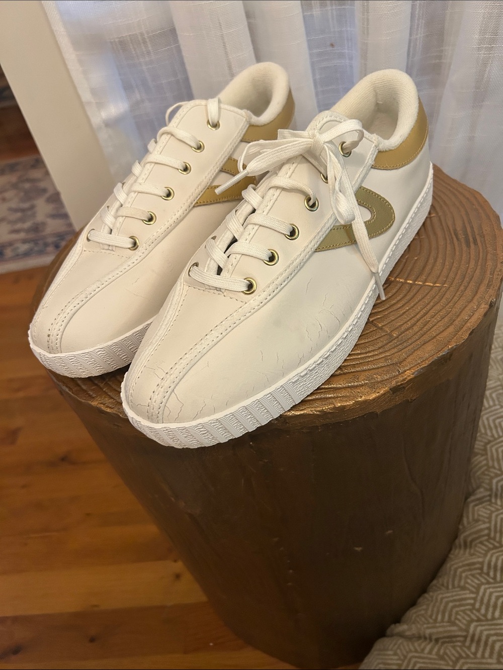 Tretorn Draper James White Sneakers with Gold Accent Lace-Up size 11